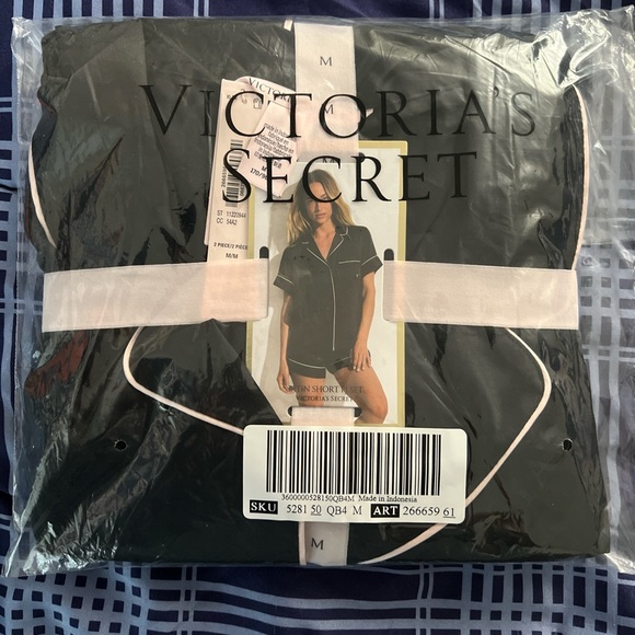 Victoria's Secret Black Sleepwear with White Trim - Picture 2 of 4